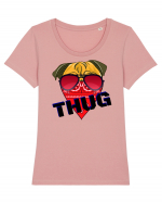 Funny Pug Pun .Thug tshirt Tricou mânecă scurtă guler larg fitted Damă Expresser