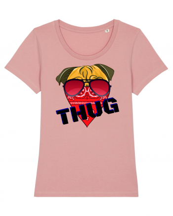 Funny Pug Pun .Thug tshirt Canyon Pink