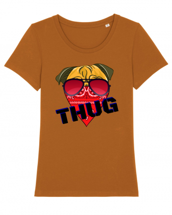 Funny Pug Pun .Thug tshirt Roasted Orange