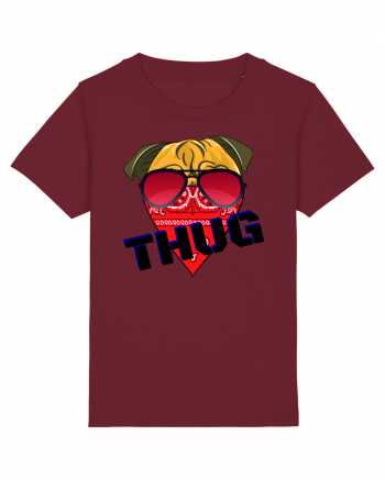 Funny Pug Pun .Thug tshirt Burgundy