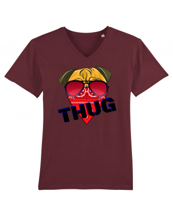 Funny Pug Pun .Thug tshirt Burgundy