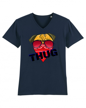 Funny Pug Pun .Thug tshirt French Navy