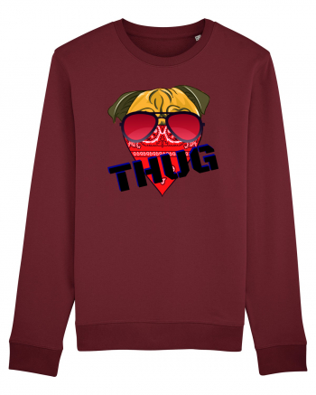 Funny Pug Pun .Thug tshirt Burgundy