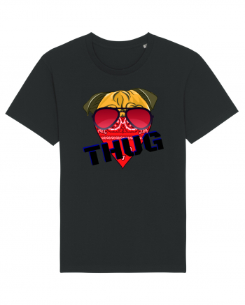 Funny Pug Pun .Thug tshirt Black