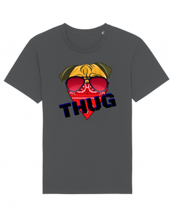 Funny Pug Pun .Thug tshirt Anthracite