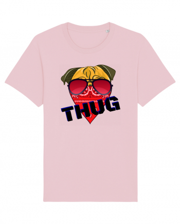 Funny Pug Pun .Thug tshirt Cotton Pink