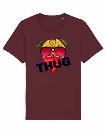 Funny Pug Pun .Thug tshirt Burgundy