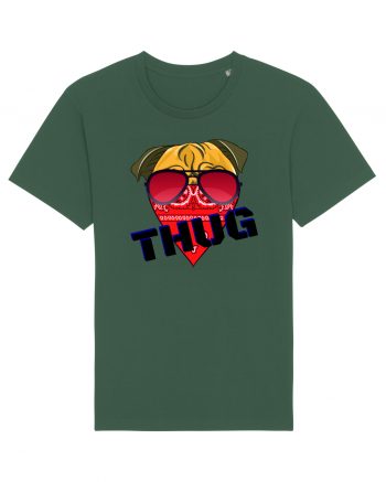 Funny Pug Pun .Thug tshirt Bottle Green