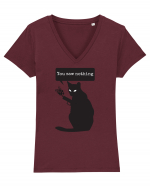 You Saw Nothing Funny Killer Cat Tricou mânecă scurtă guler V Damă Evoker