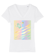 Happy coffee Tricou mânecă scurtă guler V Damă Evoker