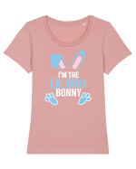 Cadou pentru fratele mai mic de Paste. I'm the Lil Bro Bunny Tricou mânecă scurtă guler larg fitted Damă Expresser