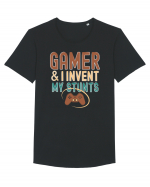 Sunt Gamer si imi inventez schemele si peripetiile. Gamer and I invent my s Tricou mânecă scurtă guler larg Bărbat Skater