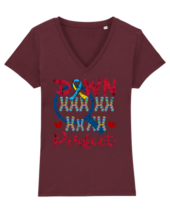 World Down 21 Trisomy Day Chromosomes Under Magnifying Glass Burgundy