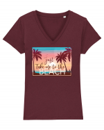 Take me to the Beach Tricou mânecă scurtă guler V Damă Evoker