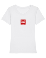 [F**k fake] Tricou mânecă scurtă guler larg fitted Damă Expresser
