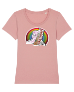 Look, a Unicorn  Tricou mânecă scurtă guler larg fitted Damă Expresser