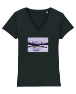 Purple Kitty Love  Tricou mânecă scurtă guler V Damă Evoker