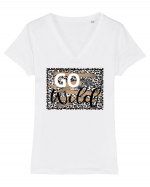 GO Wild Leopard Tricou mânecă scurtă guler V Damă Evoker