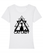 Cat Lady Tricou mânecă scurtă guler larg fitted Damă Expresser