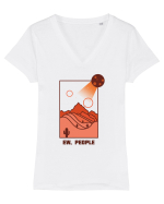 Mesaj amuzant - EW, PEOPLE Tricou mânecă scurtă guler V Damă Evoker