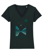 Mesaj motivational - PERFECTLY IMPERFECT Tricou mânecă scurtă guler V Damă Evoker