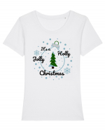 Mesaj de Craciun : It's a Holly Jolly Christmas - Albastru Tricou mânecă scurtă guler larg fitted Damă Expresser