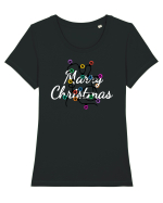 Mesaj de Craciun : Marry Christmas Tricou mânecă scurtă guler larg fitted Damă Expresser