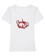 Grrrr Tricou mânecă scurtă guler larg fitted Damă Expresser