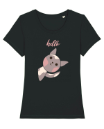 Tricou Hello Tricou mânecă scurtă guler larg fitted Damă Expresser