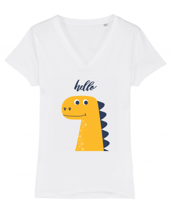 Tricou Dinozaur White