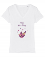 Tricou Happy Birthday Tricou mânecă scurtă guler V Damă Evoker