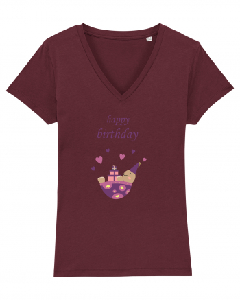 Tricou Happy Birthday Burgundy