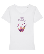 Tricou Happy Birthday Tricou mânecă scurtă guler larg fitted Damă Expresser