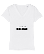 Tricou Take it easy Tricou mânecă scurtă guler V Damă Evoker