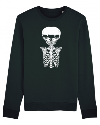 alien skull with ribs/white Bluză mânecă lungă Unisex Rise