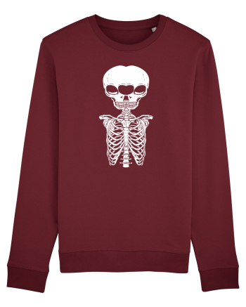 alien skull with ribs/white Burgundy
