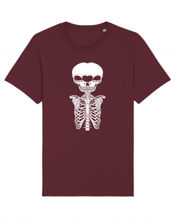 alien skull with ribs/white Burgundy