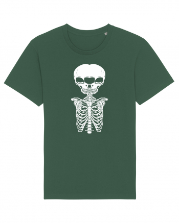 alien skull with ribs/white Bottle Green