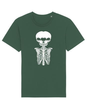alien skull with ribs/white Bottle Green