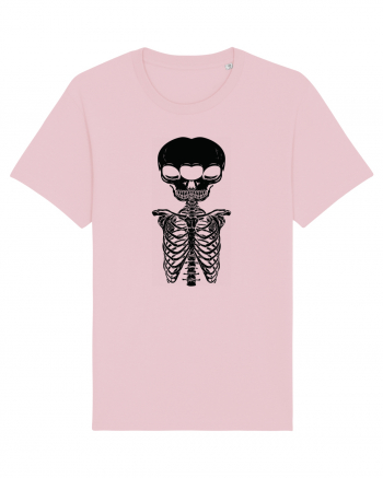 alien skull with ribs/balck Cotton Pink