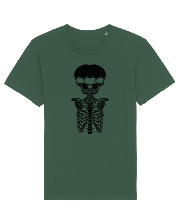 alien skull with ribs/balck Bottle Green