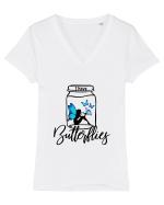 I Have Blue Butterflies Tricou mânecă scurtă guler V Damă Evoker