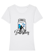 I Have Blue Butterflies Tricou mânecă scurtă guler larg fitted Damă Expresser
