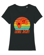 Level 2021 Tricou mânecă scurtă guler larg fitted Damă Expresser
