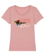 Love. Abstract Art Tricou mânecă scurtă guler larg fitted Damă Expresser