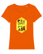 Spune DA Tricou mânecă scurtă guler larg fitted Damă Expresser