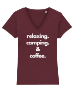 Relaxing.Camping.Coffee Tricou mânecă scurtă guler V Damă Evoker