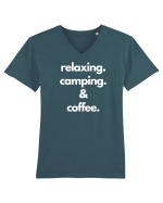 Relaxing.Camping.Coffee Tricou mânecă scurtă guler V Bărbat Presenter