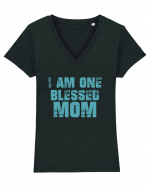 I Am One Blessed Mom Tricou mânecă scurtă guler V Damă Evoker