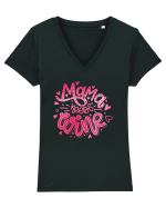 Mama Needs Wine Tricou mânecă scurtă guler V Damă Evoker